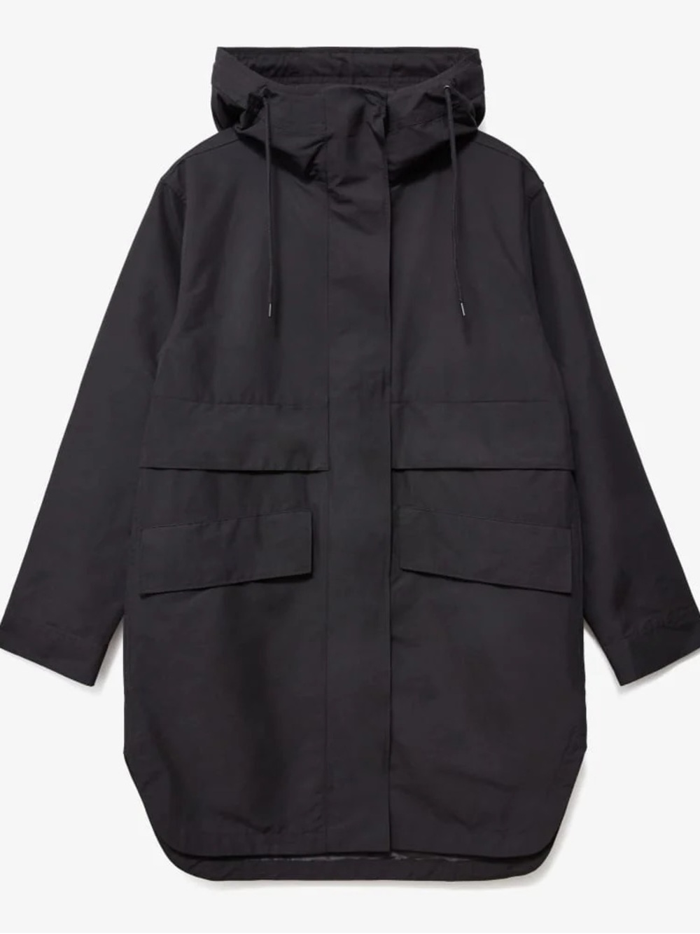Everlane The Anorak Black Long Hooded Water Resistant Jacket NWT Medium Classic